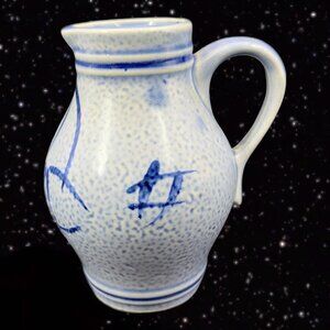 Staffel Stoneware Pitcher W Germany Cobalt Blue Salt Glaze Pottery Stoneware 5”T